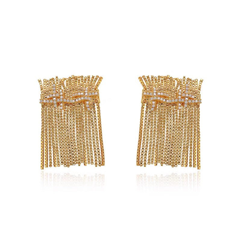 Camille Statement Pavé Tassel Drop Earrings