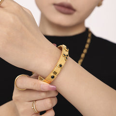 Colored Accent Structured Bangle Bracelet