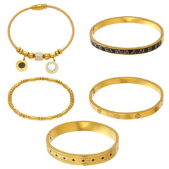 Polished Enamel or Coin Detail Bangle Bracelet