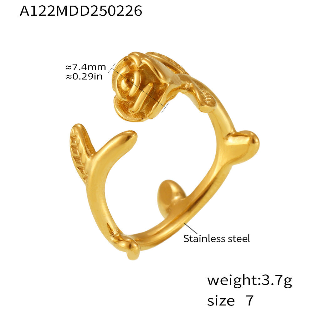 18K Gold-Plated Rose Open Ring