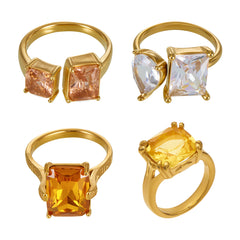 18K Gold-Plated Cubic Zirconia Open Ring Collection