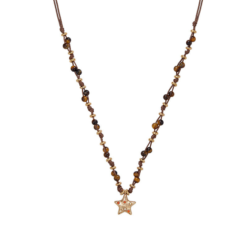 Camille Tiger-Eye Star Beaded Necklace