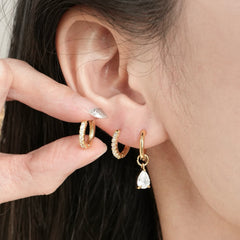 Nicolette Asymmetric Teardrop Huggie Earrings