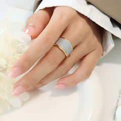 Blue Enamel Open Band Ring