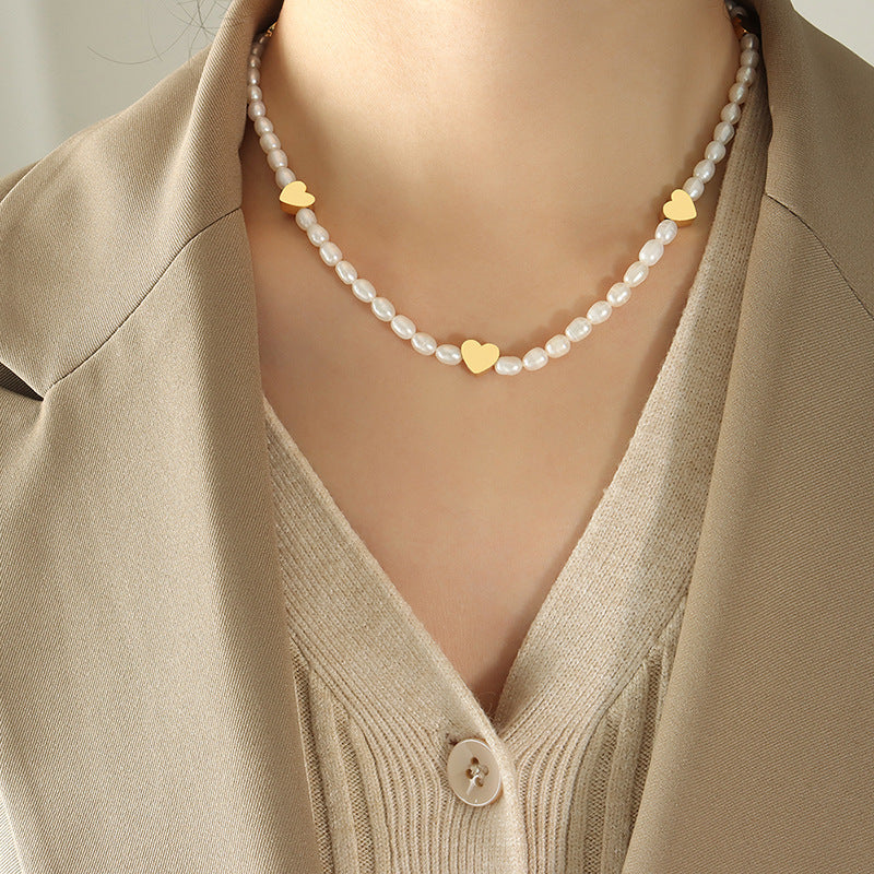 Freshwater Pearl Heart Accent Necklace