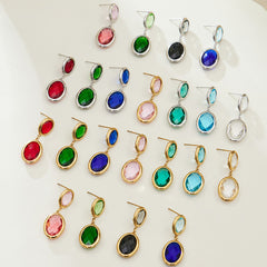 Faceted Oval Glass Drop Earrings