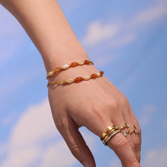 Natural Stone & Shell Bead Necklace & Bracelet