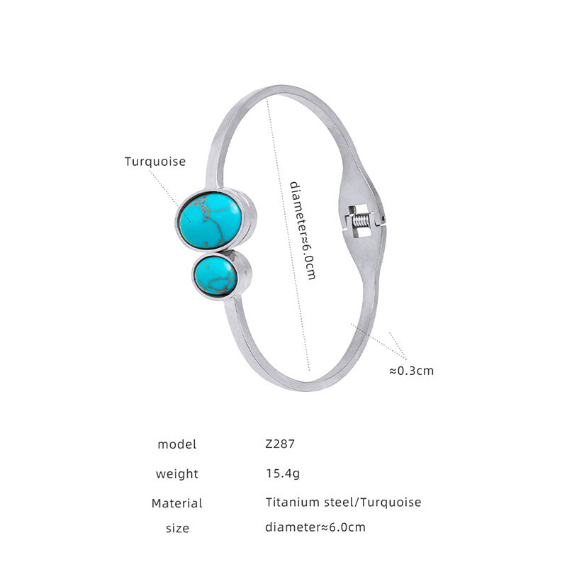Stone and Shell-Inlay Open Cuff Bracelet
