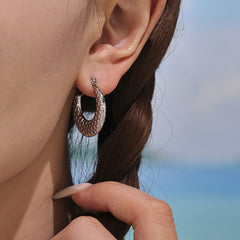18K Gold-Plated Textured Round Hoop Earrings