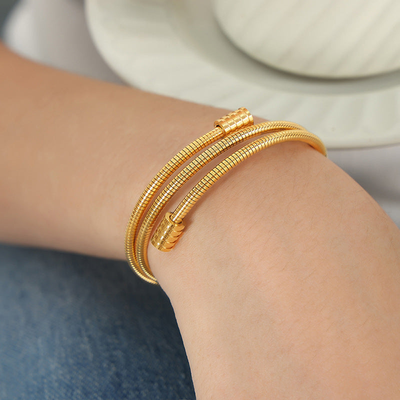 Layered Snake Chain Bangle Bracelet