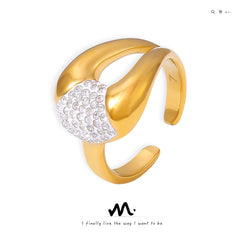 18K Gold-Plated Sparkling Sculptural Open Ring