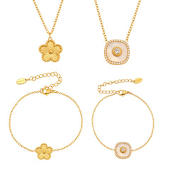 Five-Petal Flower and Shell Accent Jewelry