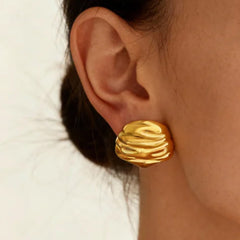 18K Gold-Plated Textured Organic Stud Earrings