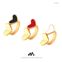 18K Gold-Plated Enamel Heart Ring