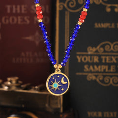 Blue Bead Celestial Pendant Necklace