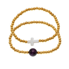 Agate or Shell Accent Cross Bracelet