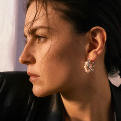 Nadine Organic Pearl Pavé Stud Earrings