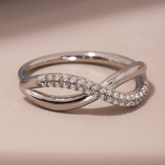 Cubic Zirconia Crossed Open Ring