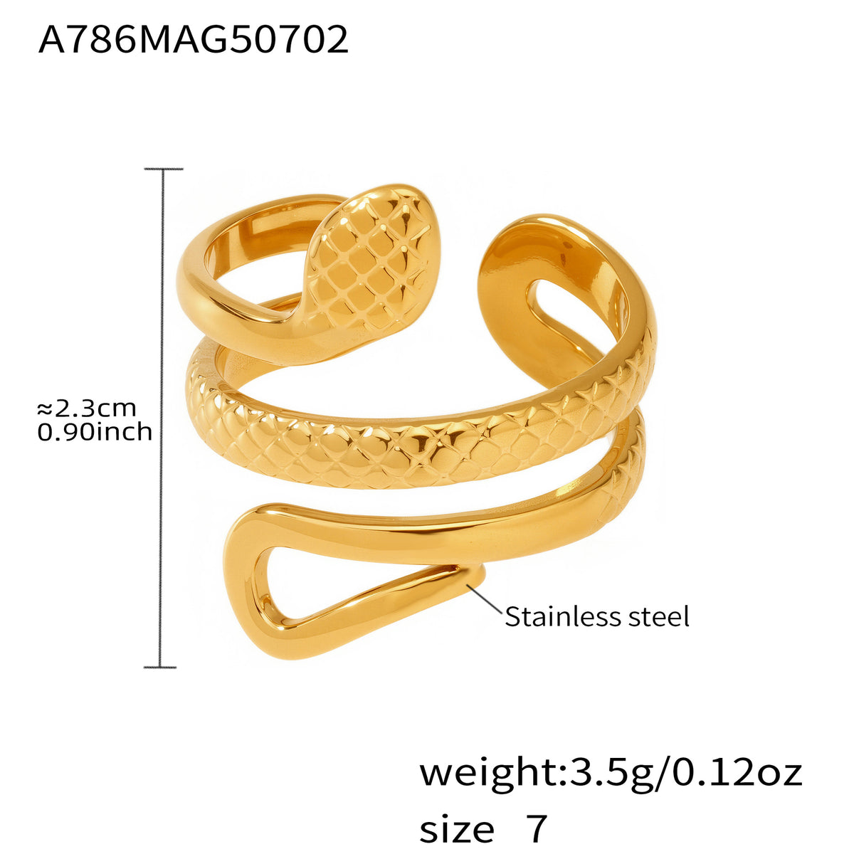Sculptural Snake Open Ring