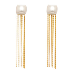 Shell Pearl-Look Chain Tassel Earrings