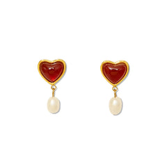 Nadine Pearl Heart Stud Earrings