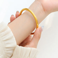 Gold-Tone Smooth Round Bangle Bracelet