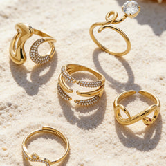 18K Gold-Plated Cubic Zirconia Open Ring Collection