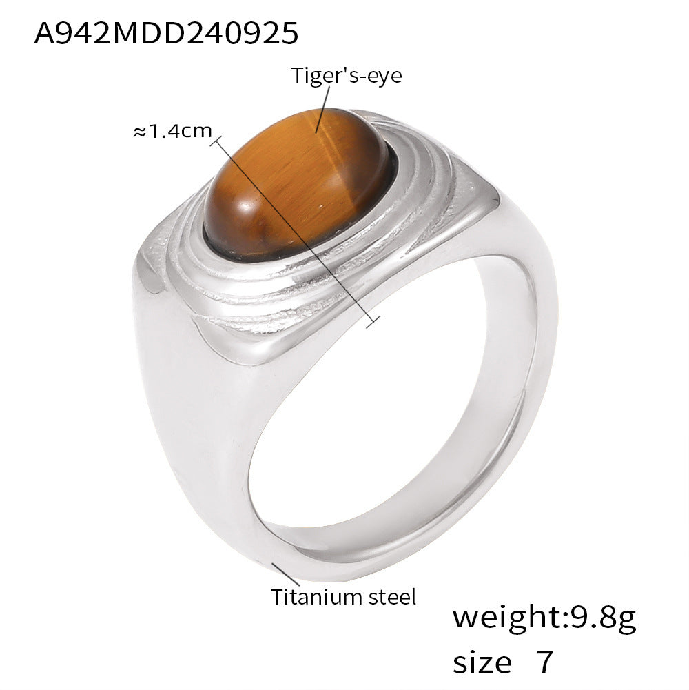 Tiger Eye Oval Statement Ring