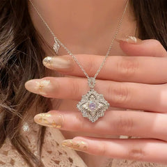 Nadine Vintage-Inspired Pavé Rose Necklace