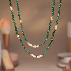 Malachite & Freshwater Pearl Beaded Necklace
