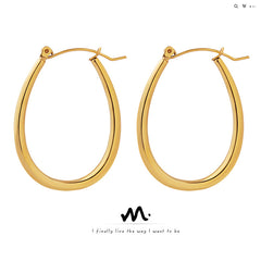 18K Gold-Plated Oval Hoop Earrings