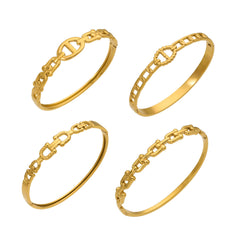 18K Gold-Plated Chain Detail Bangle Bracelet