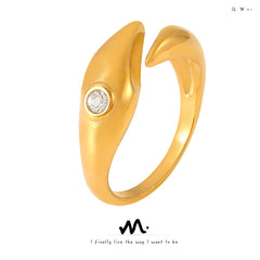 18K Gold-Plated Sculptural Stone-Accent Open Ring