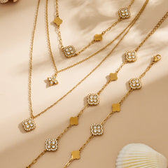 18K Gold-Plated Cubic Zirconia Clover Necklaces