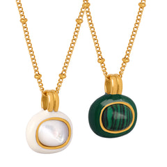 Shell and Malachite Pendant Necklace