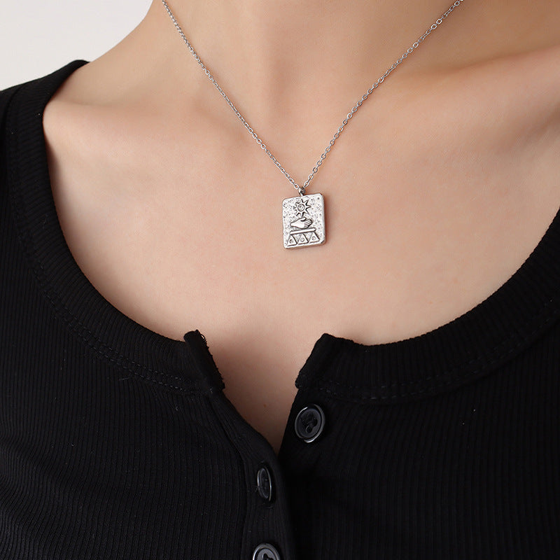 18K Gold-Plated Sun Relief Pendant Necklace