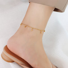 Gold-Tone Bead Charm Anklet