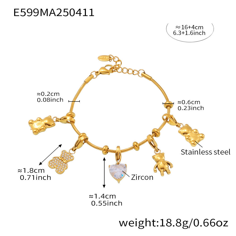 18K Gold-Plated Bear Charm Bracelets and Pendants