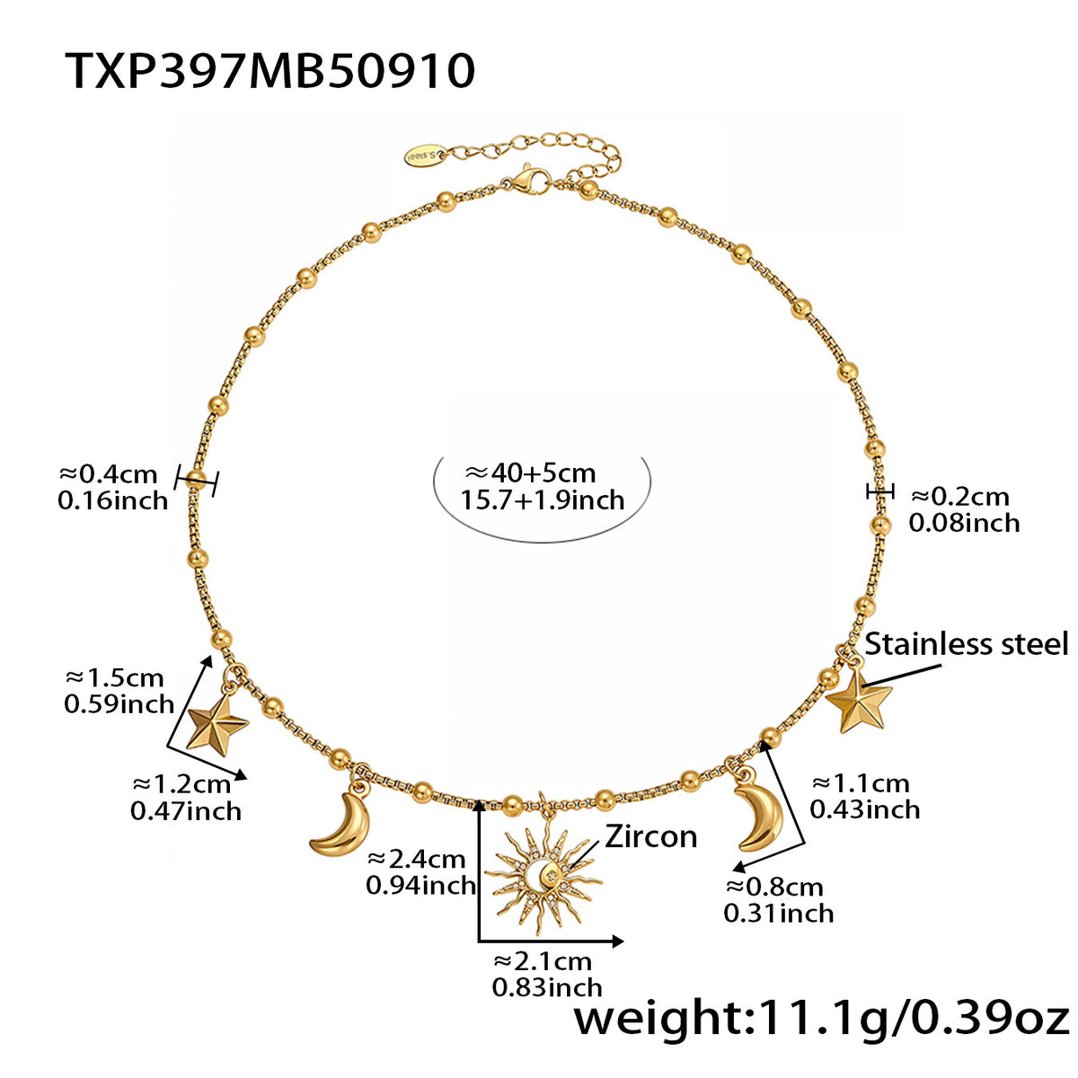 18K Gold-Plated Heart or Celestial Charm Jewelry