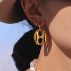 18K Gold-Plated Hollow Coffee Bean Earrings