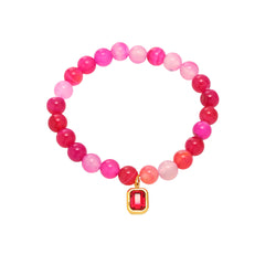 Natural Agate Beaded Stretch Bracelet