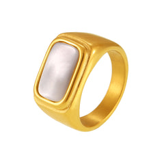 White Shell Inlay Statement Ring