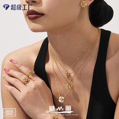 18K Gold-Plated Sculptural Clover Jewelry