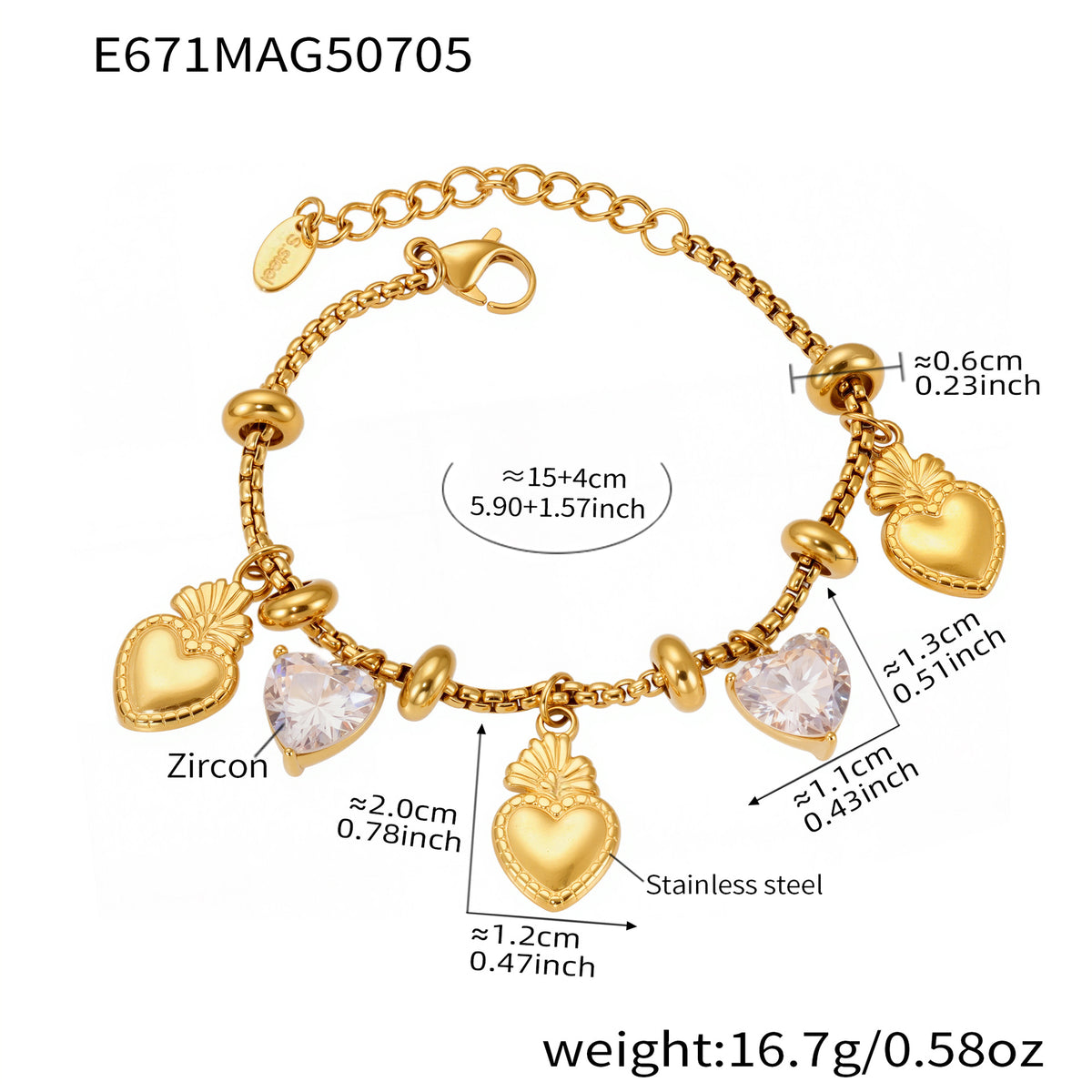 18K Gold-Plated Charm Bracelet and Pendant Designs