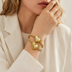 Cubic Zirconia Heart Open Cuff