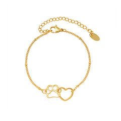 Gold-Tone Paw & Heart Charm Bracelet