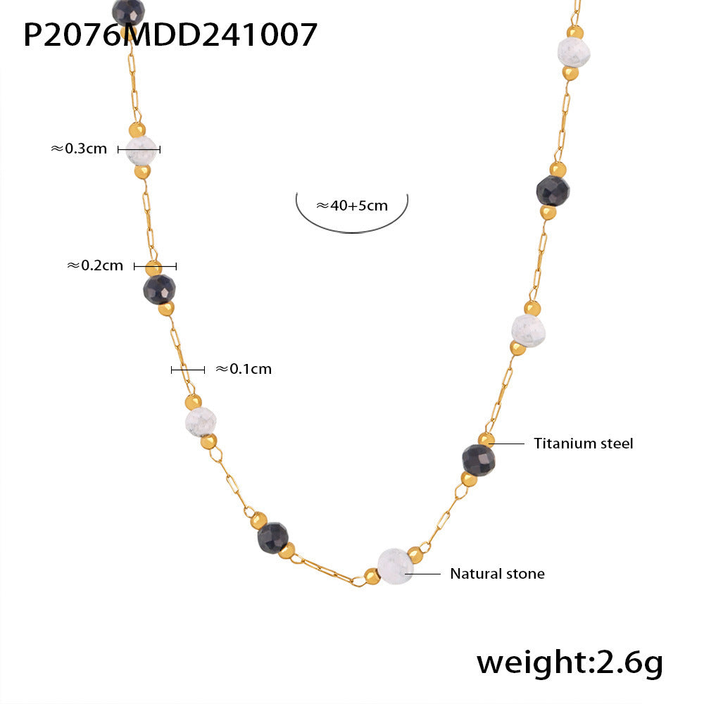 Layered Natural Stone Accent Necklace