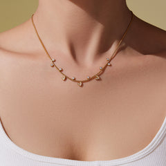 Cubic Zirconia Heart Pendant Layered Necklaces