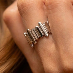 18K Gold-Plated Vertical Ridge Open Ring