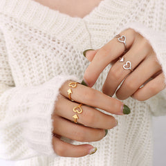 18K Gold-Plated Arrow and Heart Open Ring